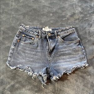 Almost Famous Blue Frayed Jean Shorts
